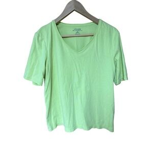 Chicos Ultimate Tee Bright Lime Green Short Sleeve Tee Size 2